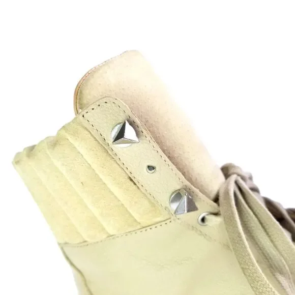 SCHUTZ Women's Sutton Leather Lace Up Hiker Boots Oyster 8.5 Beige Booties - Picture 12 of 14